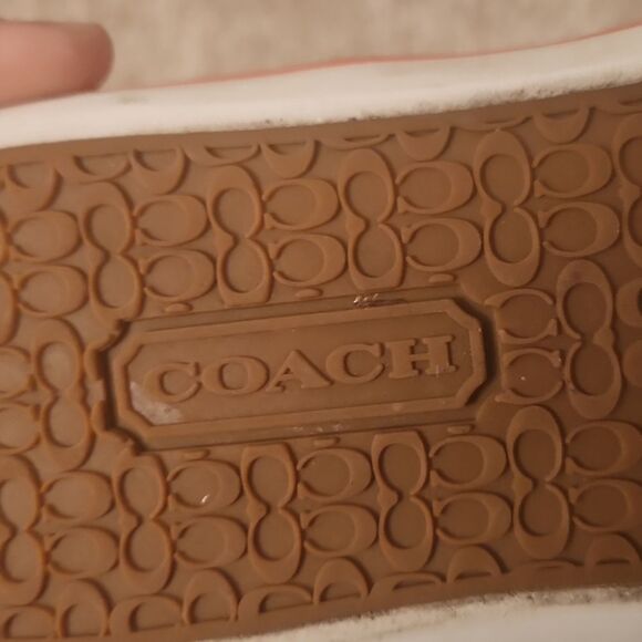 Coach "Franca" Brown Jacquard Signature w/ Pink Accents Hi Top Sneakers Size 9 - Picture 14 of 14